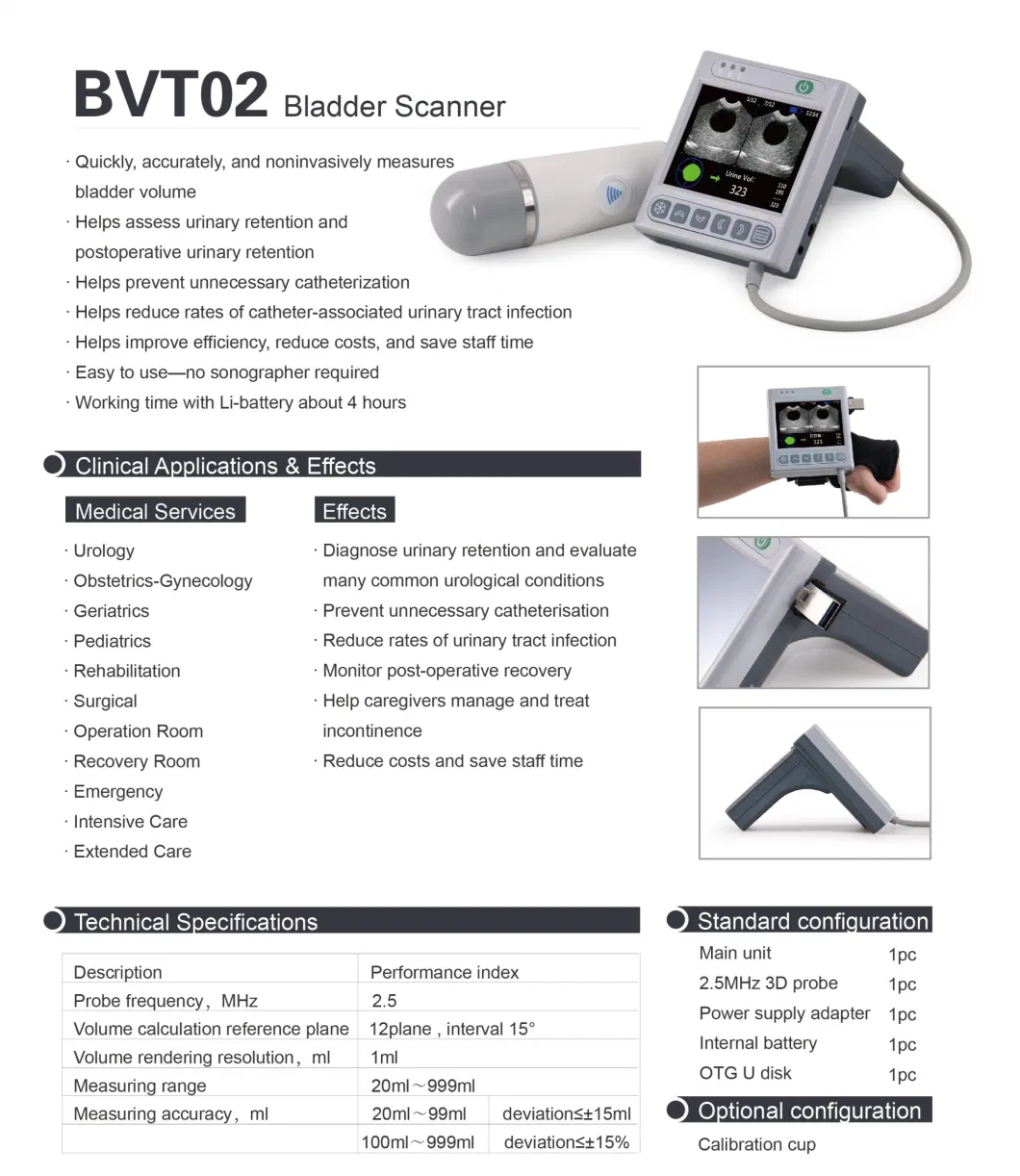 CE Approved Portable Ultrasound Bladder Scanner Color Display Palm Size Ultrasonic Scanner Bladder Volume Tester